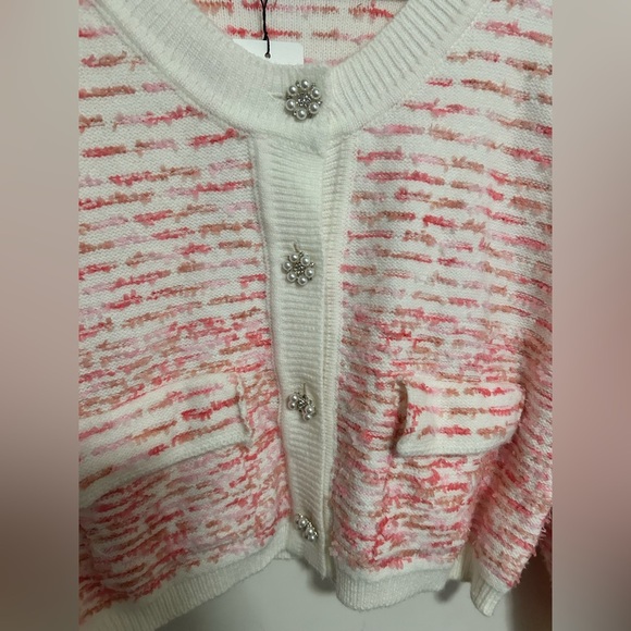 NWT Line & dot Newport cardigan in ivory‎ and pink - Picture 6 of 8